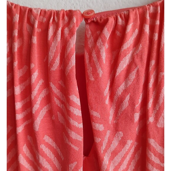 Ann Taylor Loft Dress Coral Orange Leaf Print Sleeveless Soft Stretch Tie XS - Picture 5 of 8